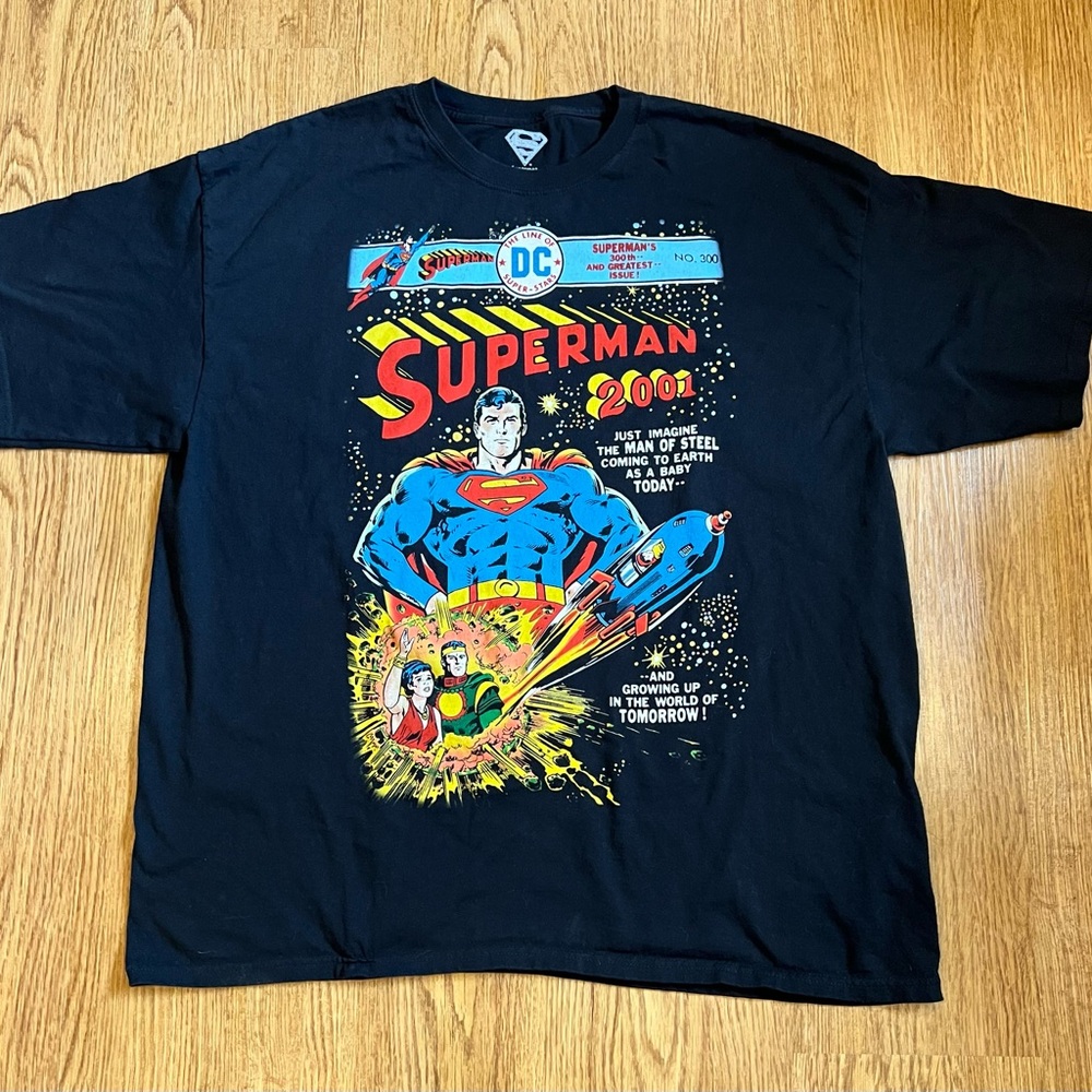 Vintage Black DC Comics Superman Shirt 2XL